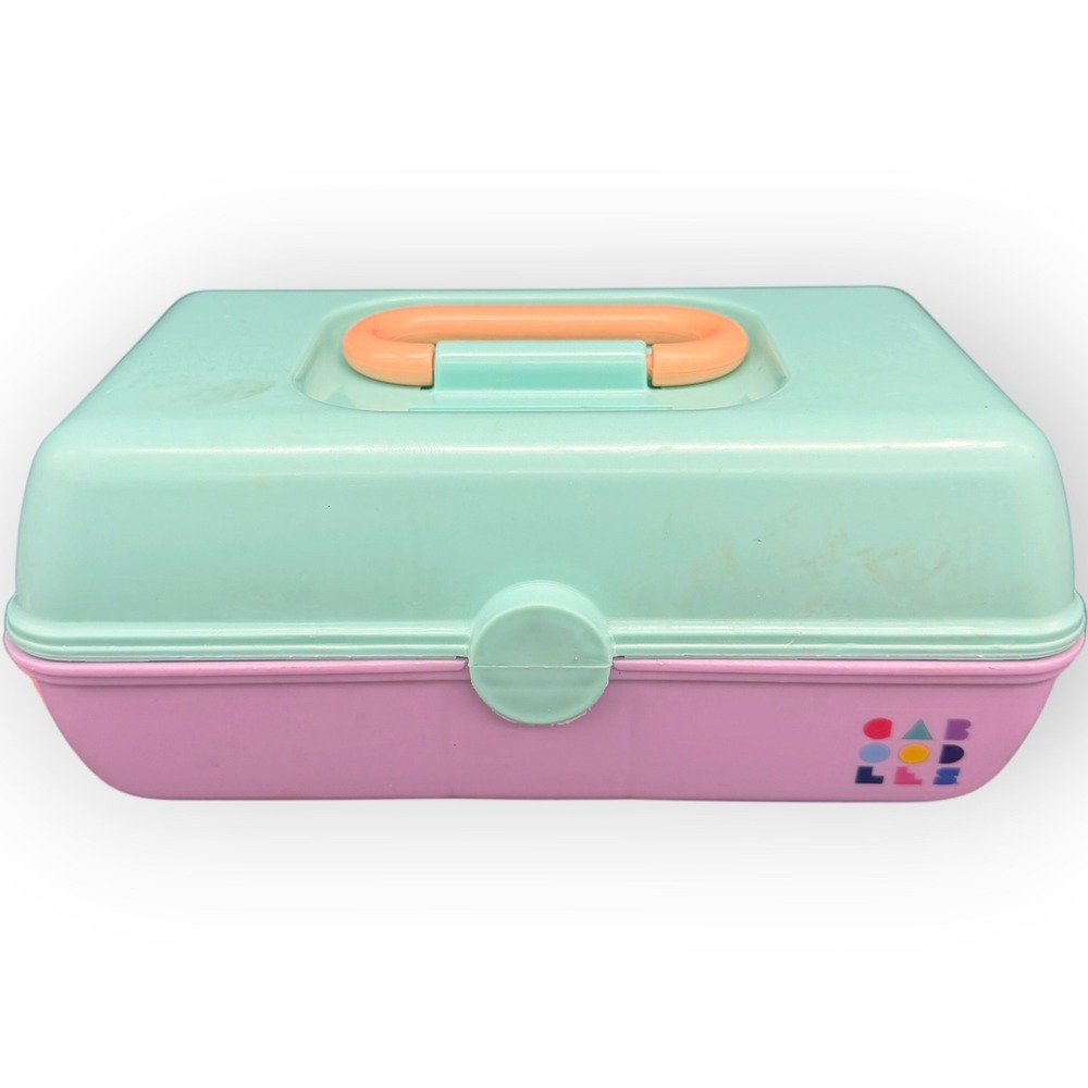 Vtg Caboodles Makeup Case Organizer Mint Green Lavender 90s Retro‎ Cosmetic Box